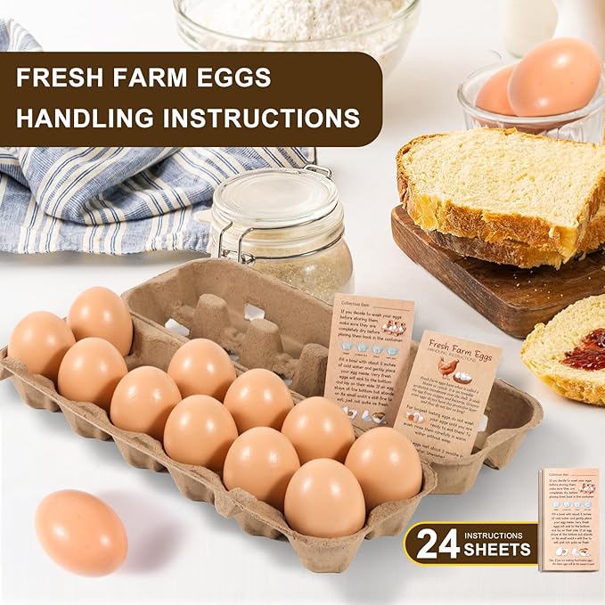24-Pack Bulk Empty Egg Cartons for Storage, 12-Count Natural Paper Pulp Reusable & Sturdy Design (Egg Storage Containers)