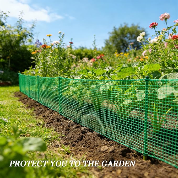 Garden Fence Temporary Fence, 4'x30' with 50 Zip Ties, Plastic Fencing Safety Fence Snow Fence, Construction Fencing for Yard, Deer, Pet, Rabbits, Chicken, Dogs, Animal Barrier, Green