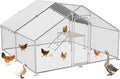 Large Metal Chicken Coop with Roosting Ladder, Waterproof and UV-Resistant Cover,Outdoor Walk-in Cage Hen House for Yard Farm Rabbit Duck Chicken Run, Spire Roof(13.1'W x 9.8'L x 6.4'H)