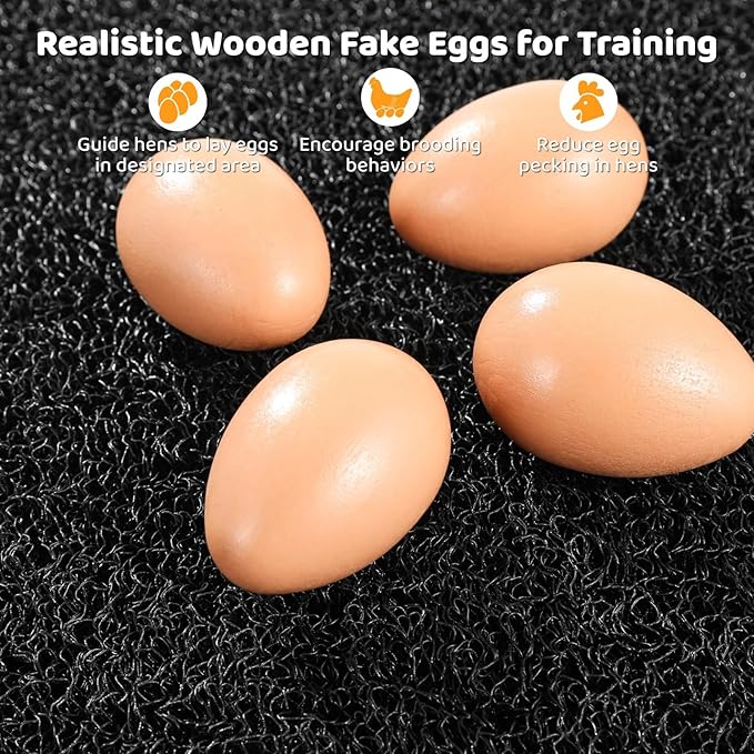 8 Pcs Chicken Nesting Pads, Washable Nesting Box Liners for Chicken Coop, Reusable Plastic Nest Box Pads with 4 Pcs Fake Wooden Eggs, Chicken Laying Mats, 12×12×0.8 inch
