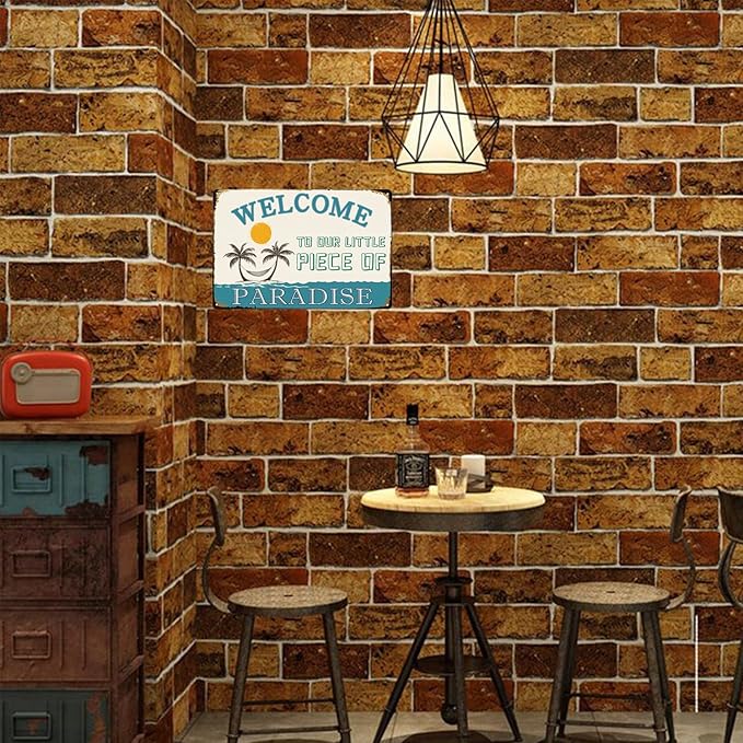 Vintage Metal Sign Welcome To Our Little Piece of Paradise Tin Sign Funny Walll Decor for Bar Kitchen Pubs Cafe Home Garage 12×8 Inch