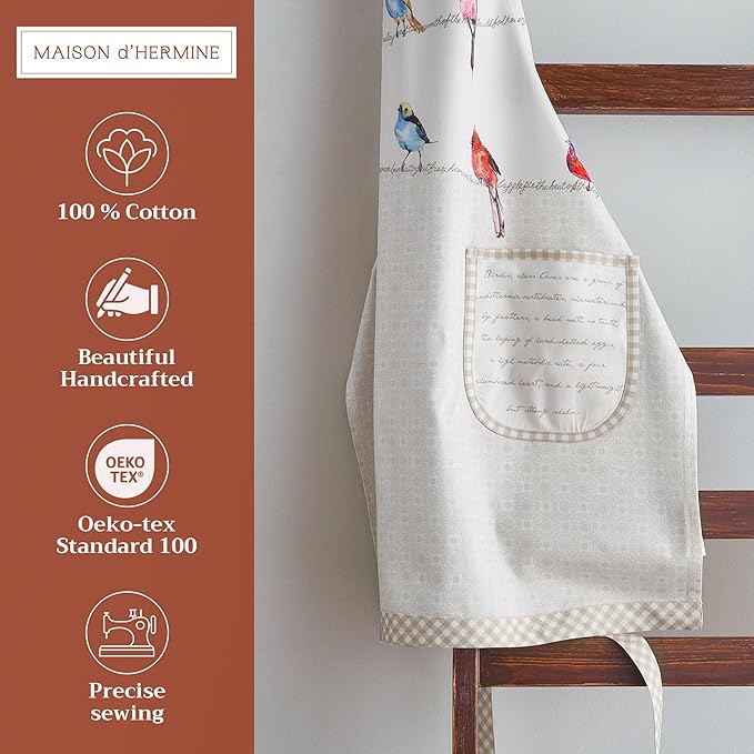 Maison d' Hermine 100% Cotton Apron for women with Pocket Kitchen Chef Apron for Men Cooking Easter Decorations