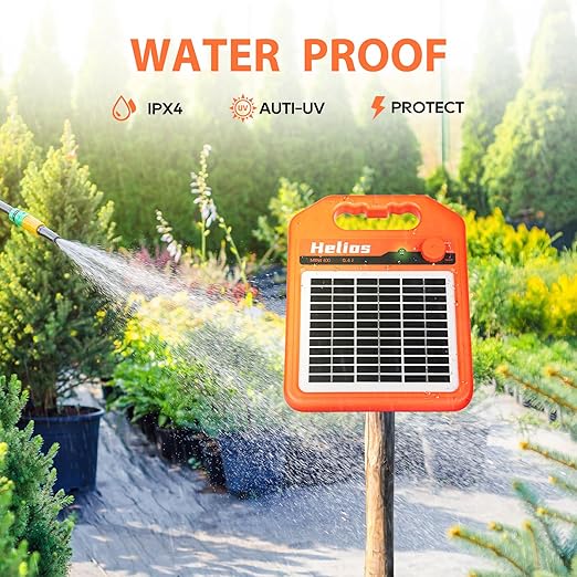 ANDMON MINI400 30 Miles Solar Electric Fence Charger, 0.4 Joule Solar Electric Fence for Livestock, Horses, Cattle Sheep, Solar Fence Charger with Day or Night Mode, Easy Installation