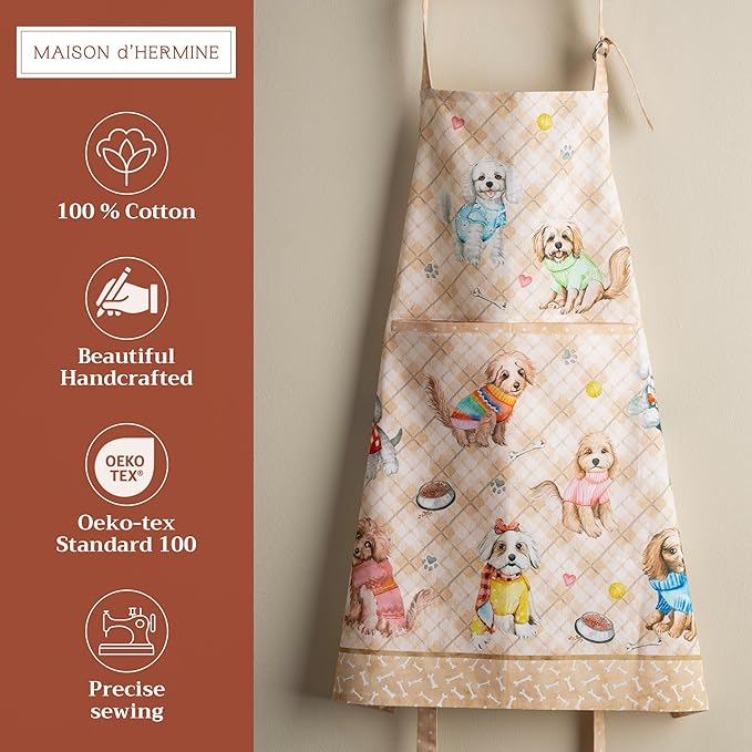 Maison d' Hermine 100% Cotton Apron for women with Pocket Kitchen Chef Apron for Men Cooking Easter Decorations