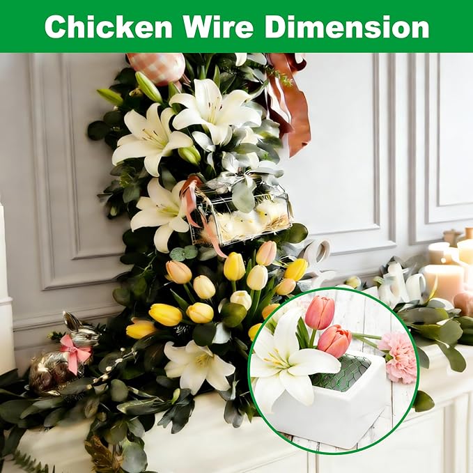 Chicken Poultry Wire Fencing,PVC Coated Hardware Cloth 16inx26ft Hexagonal Mesh Plant Protector Wire for Pets,Rabbit,Duck,Farmer Animal Barrier Fence Netting