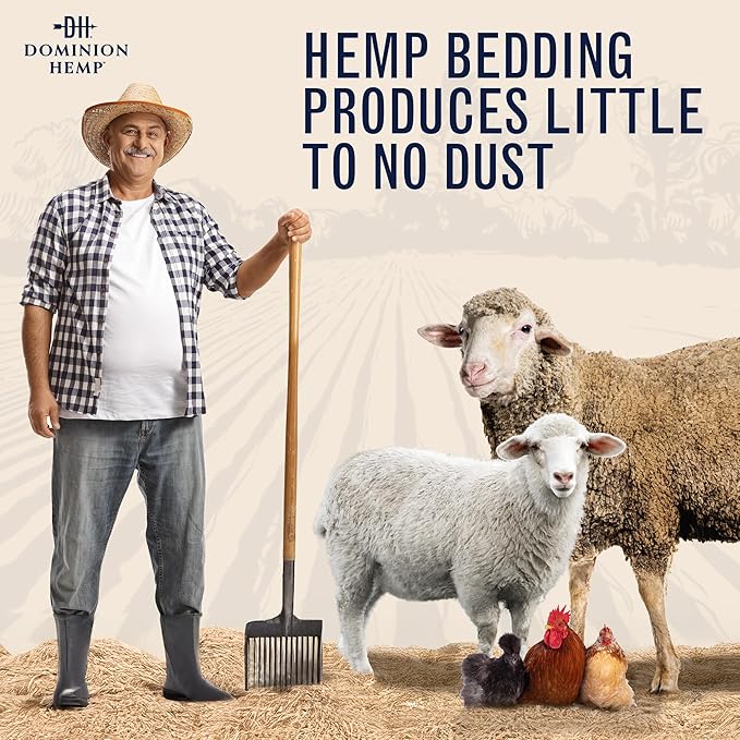 Premium Hemp Bedding for Chicken Coops in Bulk 285L – USA-Grown & Processed Nesting Material for Newly Hatched Chicks – Soft Brooder Cover for Poultry & Pet Bedding, 1-Pack