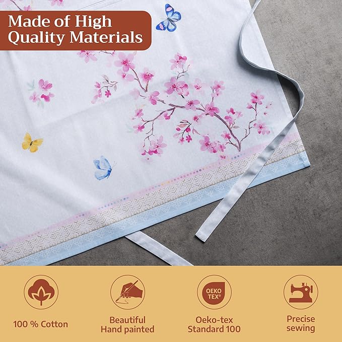 Maison d' Hermine 100% Cotton Apron for women with Pocket Kitchen Chef Apron for Men Cooking Easter Decorations