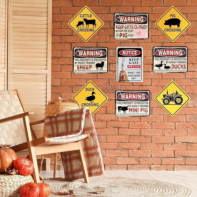 WERNNSAl 9 PCS Farm Birthday Party Decorations - Farm Animal Party Decorations for Boys Kids Barnyar Birthday Supplies Duck Chicken Sign Posters for Home Yard Garden Wall Decor