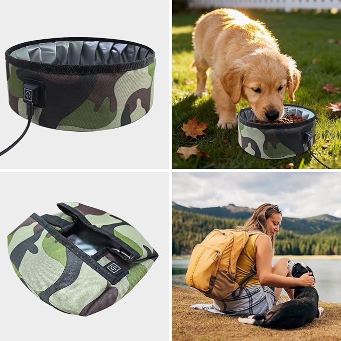 3L Heated Water Bowl for Pets –Foldable, Waterproof for Dogs, Cats, Squirrels, Rabbits, Chickens, and Birds – Winter Outdoor Use – Keeps Water from Freezing in Snowy Weather