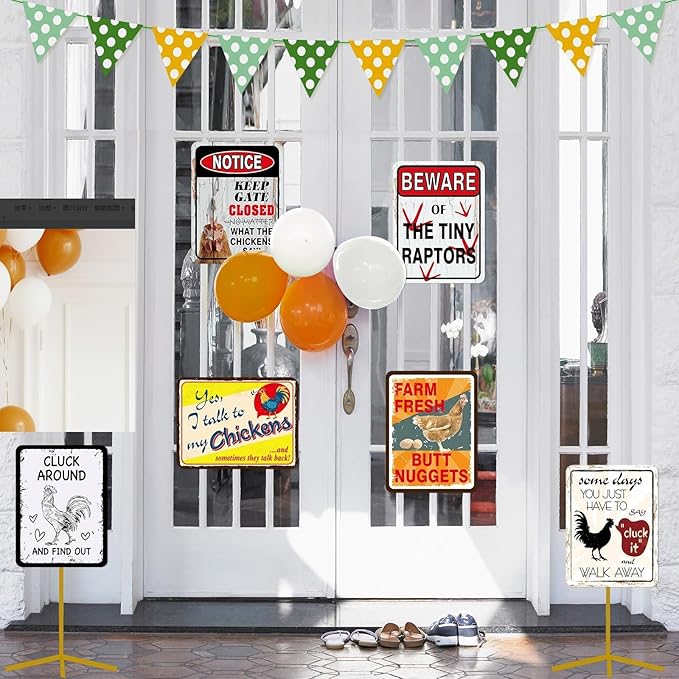 WERNNSAI Chicken Birthday Party Decorations - 9PCS Farm Birthday Decorations for Boys Girls Barnyard Themd Party Supplies Funny Chicken Coop Decor Farm Sign Posters for Door Wall Yard Garden Decoration