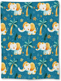 Adorable Elephant and Palm Tree Blanket, Soft Flannel Throw for Couch, Bed, Travel, Living Room & Home Decor, Cozy Lightweight Warm Fluffy Fuzzy Blankets for Adults Kids Women 80×60 in