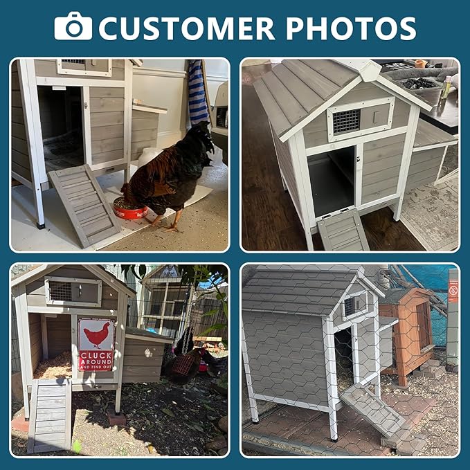 Chicken Coop Chicken House Outdoor with Removable Trays, Wooden Rabbit Hutch Poultry Cage with Nesting Box, Indoor Hen House Chicken Cage with Ramp for Garden Backyard (36.2"L x 26"W x 38.3"H)