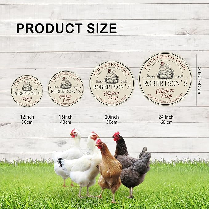 Custom Chicken Coop Metal Sign, Personalized Farmhouse Wall Decor, Vintage Fluffy Butt Hut Decor, Custom Name Sign for Farm, Gifts for Chicken Lovers
