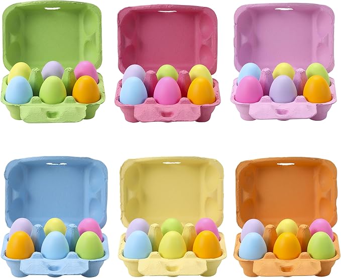 48 Pcs Egg Cartons Half Dozen, Colorful Paper Pulp Cute Egg Basket Storage Container Holder, Easter Valentine Lover Gift Chicken Eggs Crate with Labels, Hold Up to 6 Huevos