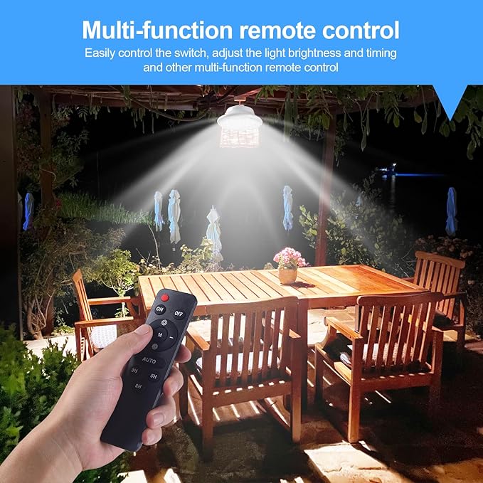 Solar Shed Pendant Light Auto Dusk to Dawn Solar Light Day and Night Indoor and Outdoor with Remote Control for Barn, Garden, Yard, Gazebo,Patio,Tent,Chicken Coop, Cattle Pen, Pigsty(2 Lamps)