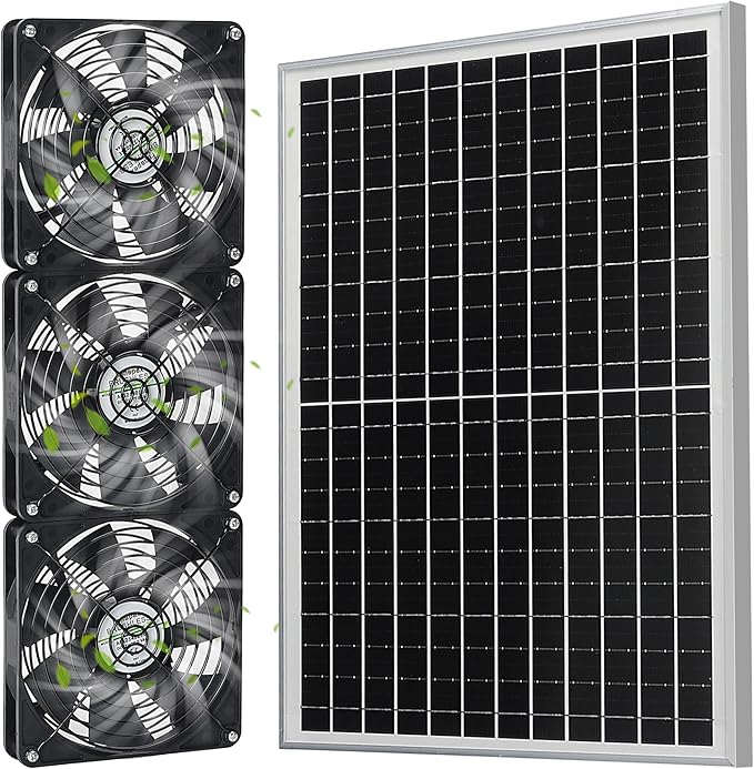 5.5" Solar 3 Fan Kit, IP67 Waterproofed Solar Powered Fan for Intake or Exhaust Air, Ventilation & Cooling