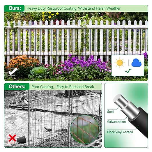 Welded Wire Fence, 50ft(L) x 4ft(H) PVC Anti-Rust Coated Wire Mesh, 2 Inch x 3 Inch 16GA Garden Edging Border, Roll Metal Animal Barrier for Yard Vegetable Plant Protection Poultry Netting