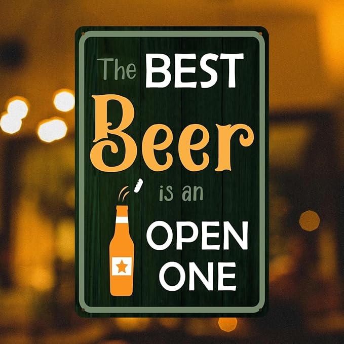 Vintage Bar Signs For Home Bar Sign Man Cave Decor Funny Beer Gifts The Best Beer Is An Open One Tin Sign Basement Metal Wall Decor Bar Decor And Accessories Garage For Men 8x12 Inch