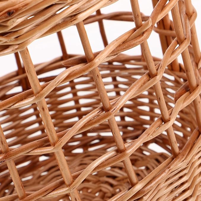 Rustic Wicker Basket: Egg Gathering Basket With Handle - Bread Storage Woven Bin - Rustic Farmhouse Design With Handles For Easy Carrying