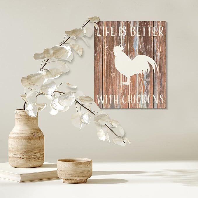 JennyGems Life is Better with Chickens Wooden Sign, Chicken Decor and Gift, Farm Decorations, Made in USA