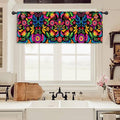 Miyotaa Mexican Fiesta Kitchen Curtain Valance 54W x 18H Rod Pocket Cinco De Mayo Dia De Los Muertos Colorful Flower Window Treatment for Living Room Bedroom Bathroom Laundry