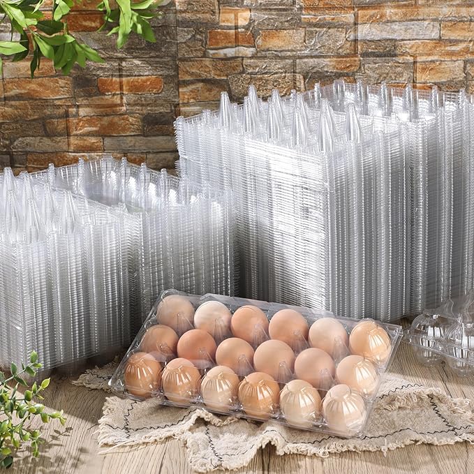 150 Pcs 18 Count Easter Egg Cartons Bulk 3 x 6 Plastic Clear Eggs Empty Tray Reusable Secure Blank Egg Cartons for Family Farm Business Market Display Home Refrigerator Storage