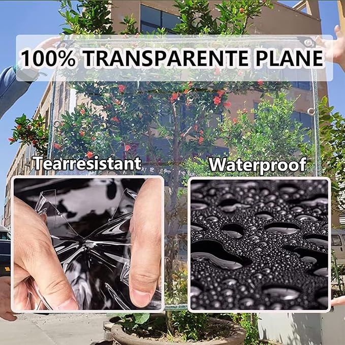 Clear Tarps with Grommets 15ft x 16ft, PVC Vinyl Clear Tarp Heavy Duty Waterproof 20Mil Winter Pation Porch Enclosure Panel, Transparent Rainproof Canopy Fabric forChicken Coops Cover