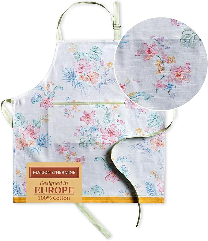 Maison d' Hermine 100% Cotton Apron for women with Pocket Kitchen Chef Apron for Men Cooking Easter Decorations
