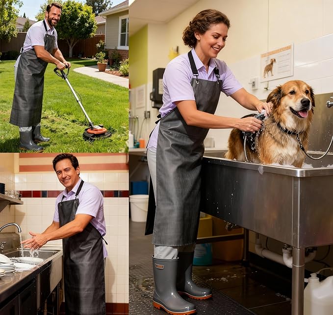 Thick Waterproof Rubber Aprons, Puncture/Abrasion/Chemical/Oil Resistance Work Apron