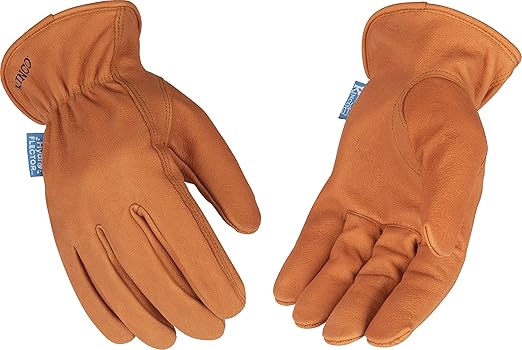 Kinco 381P-XL, Hydroflector Grain Buffalo Leather Work Gloves - Water-resistant Full Grain Buffalo Full Fingers with Easy-On Cuff - Puncture Resistant - Equipment Operation, Indoor & Outdoor - XL