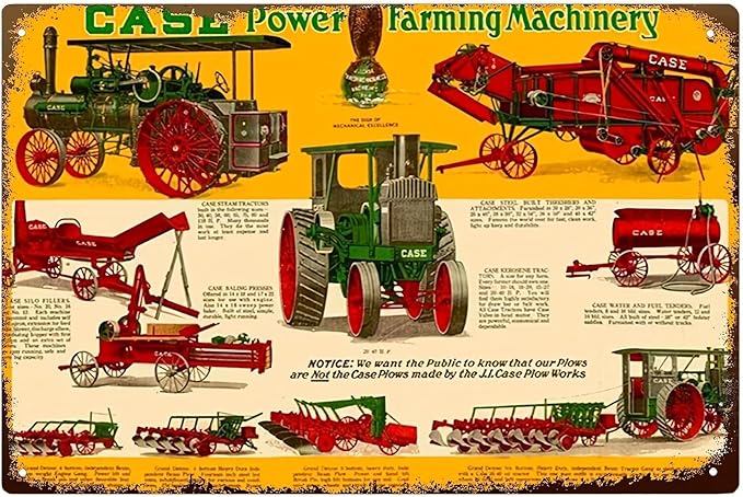 Case Farming Machinery Vintage Durable Tin Sign - Classic Agricultural Equipment Metal Plaque, Medium-Sized for Home & Workplace Decor