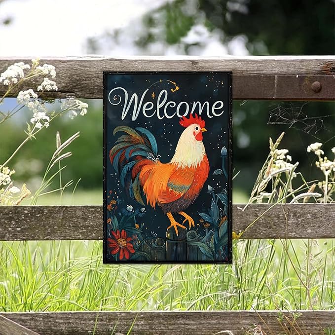 Vintage Funny Farm Metal Tin Signs Chicken Coop Sign Metal Tin Decor Chicken Coop Accessories for Home Farmhouse Kitchen Wall Decoration Chicken Lovers Gifts 8X12inch