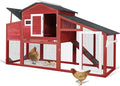 Chicken Coop Large Wooden Chicken Tractor - with Wheels Waterproof Outdoor Hen House Poultry Cage Back Yard Chicken Coops with Run, Laying Boxes, and Removable Tray, for Chickens, Ducks, Rabbits