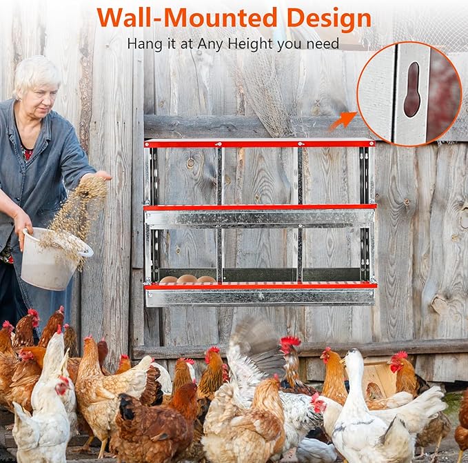 Garvee Chicken Nesting Boxes for Laying Eggs, 6 Compartment Metal Roll Out Away Nesting Boxes for Hens, Nesting Gift Boxes for Chickens Duck Poultry, Heavy Duty Chicken Coop with Perch