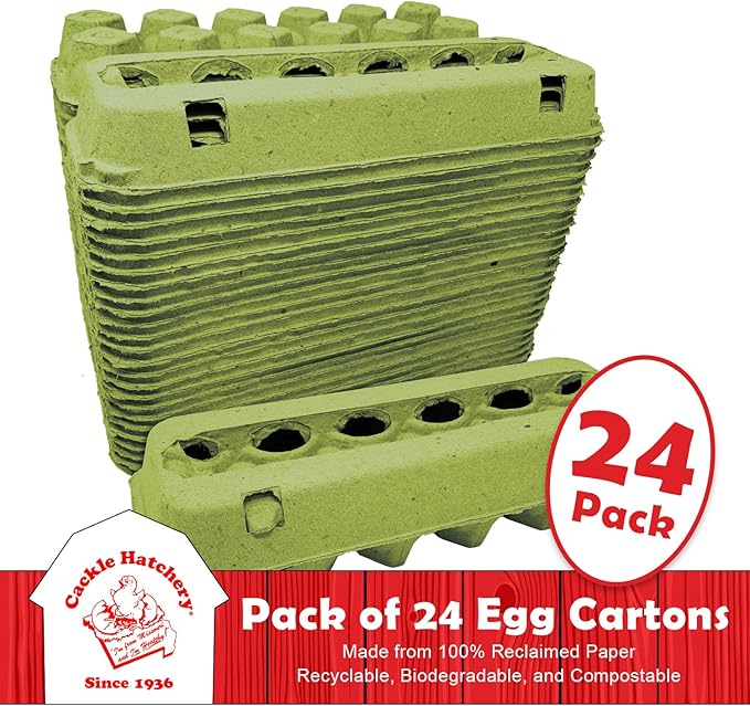 Cackle Hatchery Vented Paper Pulp Egg Cartons - Green (24 Pack)