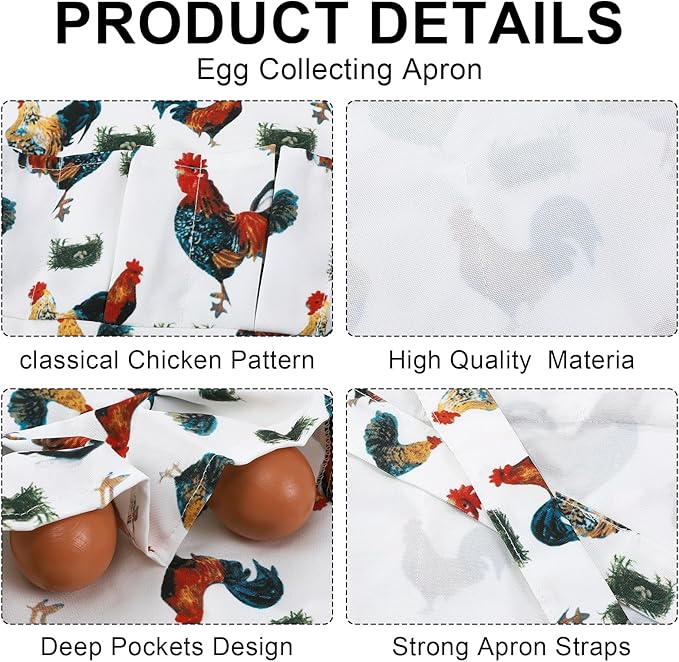 Egg Collecting Apron, 12 Pouches Chicken Egg Apron, Farmhouse Aprons for Chicken, Duck, Goose, Poultry Collection