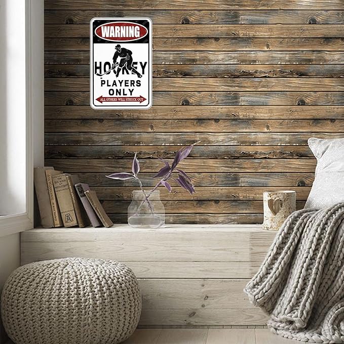 Metal Signs Warning Hockey Players Only All Others Will Struck Out Sign Vintage Aluminum Tin Sign Warning Sign Boys Baseball for Home Bedroom Bar Office Yard Wall Decor 12x8 Inch