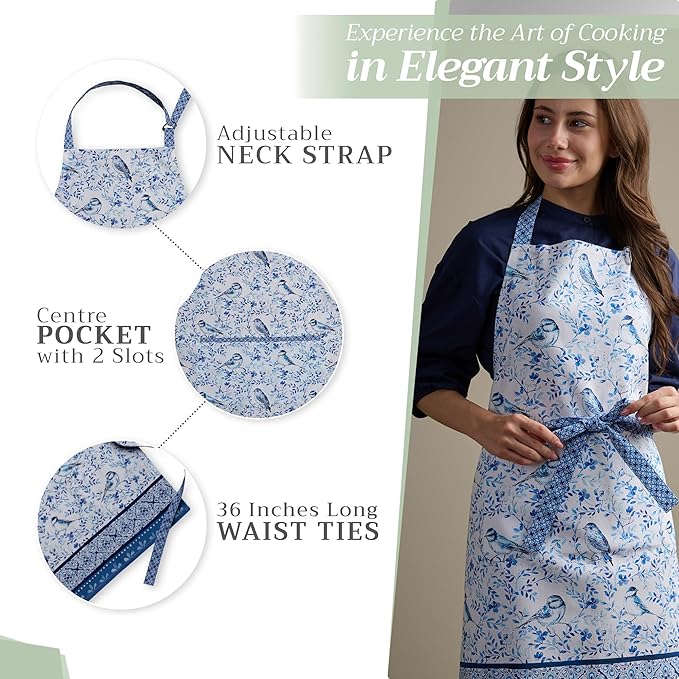 Maison d' Hermine 100% Cotton Apron for women with Pocket Kitchen Chef Apron for Men Cooking Easter Decorations