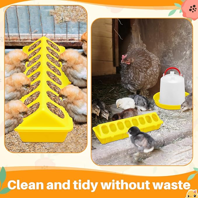 12 Pack Chicken Feeder and Waterer Set Bird Small Poultry Feeder Flip Top Bird Small Poultry Feeding for Pigeon Chick Drinker Duckling Quail Feeding Dispenser(1 L,Yellow)