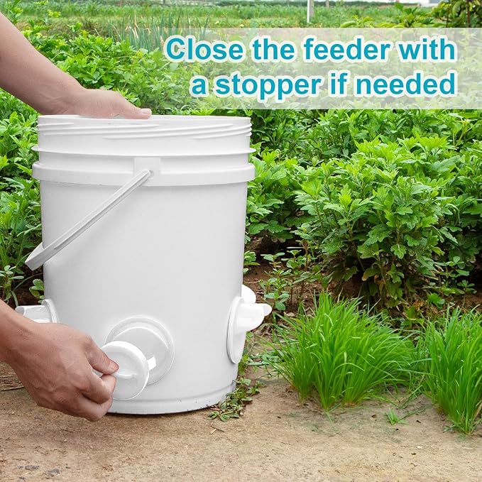 Chicken Feeder No Waste Automatic Poultry Feeder Ports Chicken Feeders and Waterer Set DIY Chicken Feeders Kit