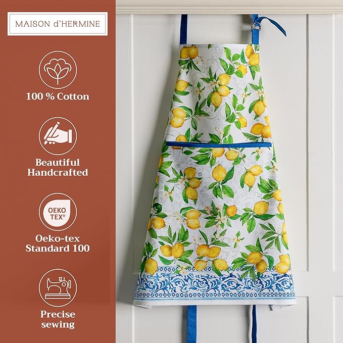 Maison d' Hermine 100% Cotton Apron for women with Pocket Kitchen Chef Apron for Men Cooking Easter Decorations