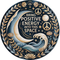 Positive Energy Metal Sign 8x8in Round Inspirational Plaque for Office Wall Decor Motivational Gift