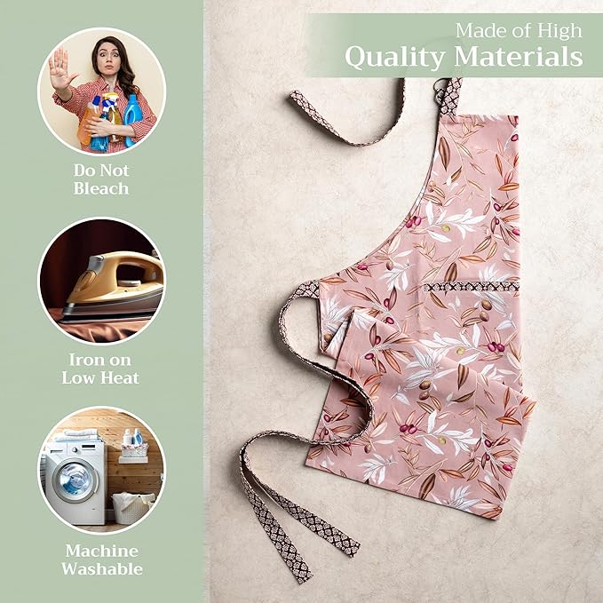 Maison d' Hermine 100% Cotton Apron for women with Pocket Kitchen Chef Apron for Men Cooking Easter Decorations