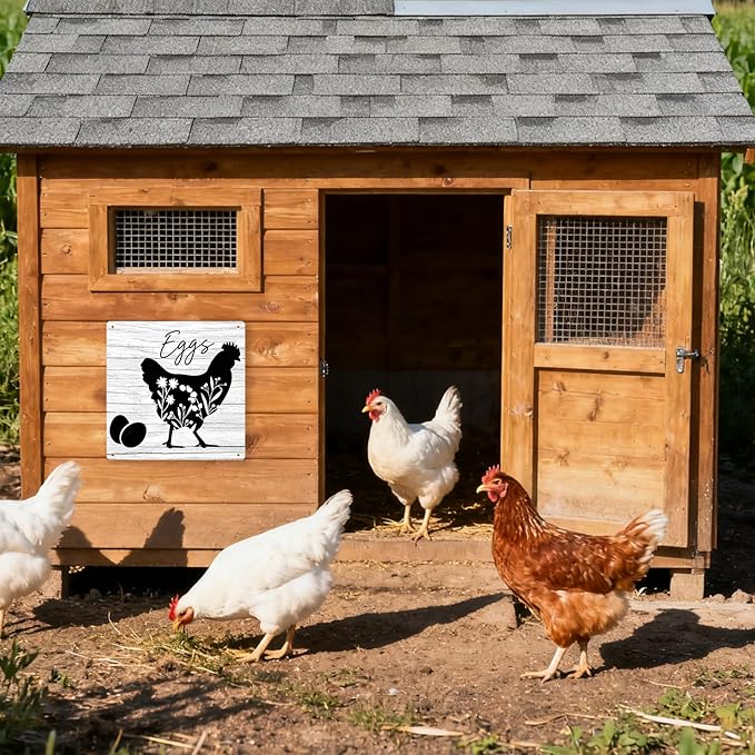 Kitchen Farmhouse Decor Floral Chicken Kitchen Decor Farm Style Decoration Rustic Farm Animal Signs for Home Yard Patio 8×8 Inches Tin Sign