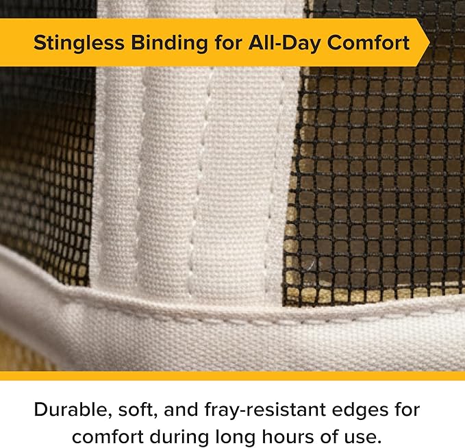 Mann Lake Stingless Binding Round Veil with Zipper Closure, Fine Mesh Beekeeping Head Cover for Hot Summer Weather, Breathable Veil for Bee Suit Protection, Comfort Fit for Farm and Backyard Work