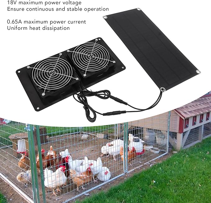 Solar Exhaust Fan, 10w Dual Fans Design Solar Ventilation Fan, Solar Powered Fan for Greenhouse Shed Barn Chicken Coop Pet House Cooling