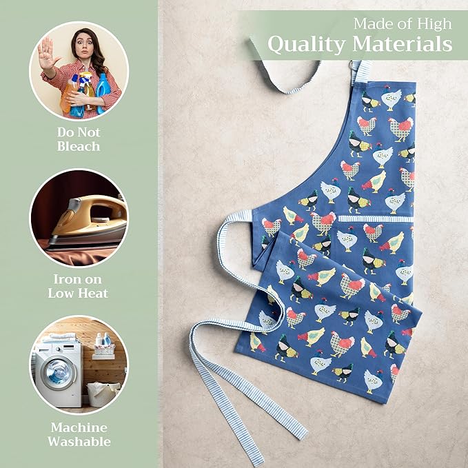 Maison d' Hermine 100% Cotton Apron for women with Pocket Kitchen Chef Apron for Men Cooking Easter Decorations