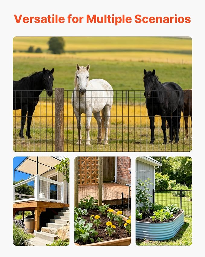 VEVOR Hardware Cloth, 48 in x 50 ft, 2 x 4 in Mesh 14 Gauge Galvanized Steel Wire Fencing for Cattle, Hog & Sheep, Heavy Duty Vinyl Coated Fence for Animal Enclosures, Cage Wire, Garden Fences