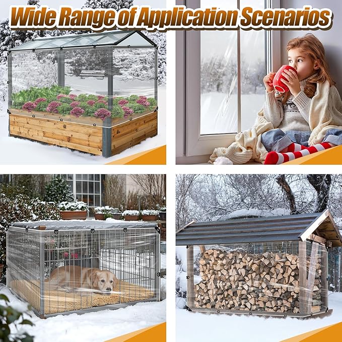 3x10ft Chicken Coop Covers Accessories for Winter - Easy to Install Waterproof Chicken Run Tarp with Elastic Cords & Rope