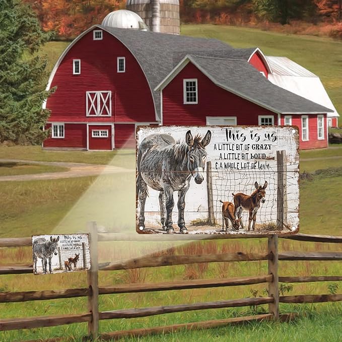 Farmhouse Metal Signs Donkey Tin Sign Retro This is Us Home Kitchen Bar Ranch Cafe Club Cave Wall Decor 12 * 8in